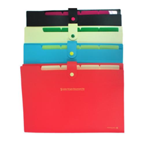 Morning Glory 5 Index Simple Document File One-button Easy Open & Close (4 Colors)